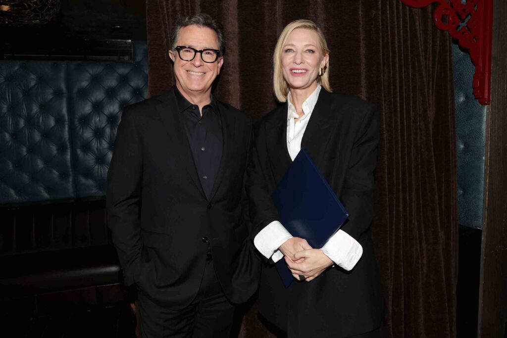 Stephen Colbert, presenter for Best Actress; Cate Blanchett, Best Actress, TÁR